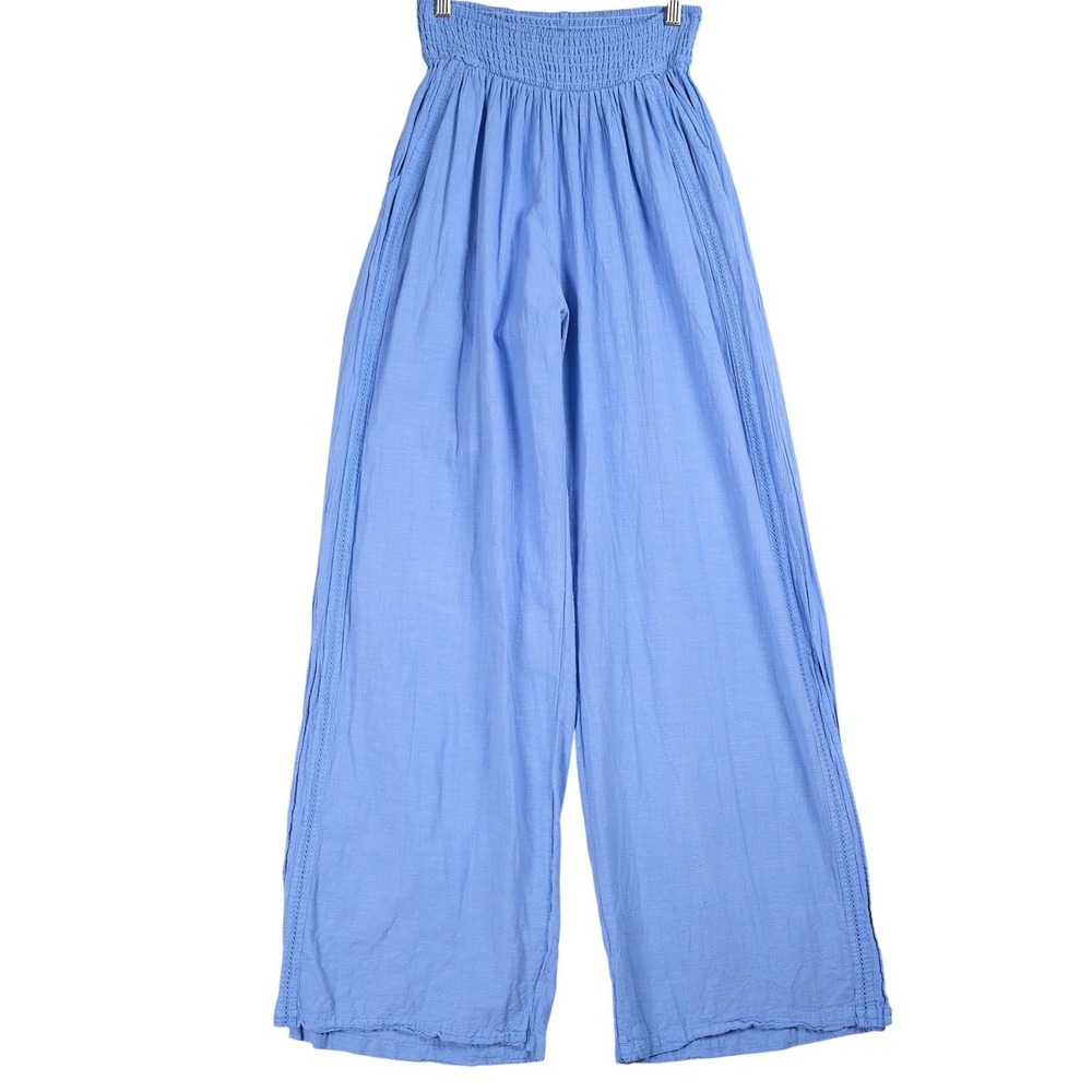 Blanco By Nature 100% Cotton Wide Leg Boho Pants Gauze Smocked Large